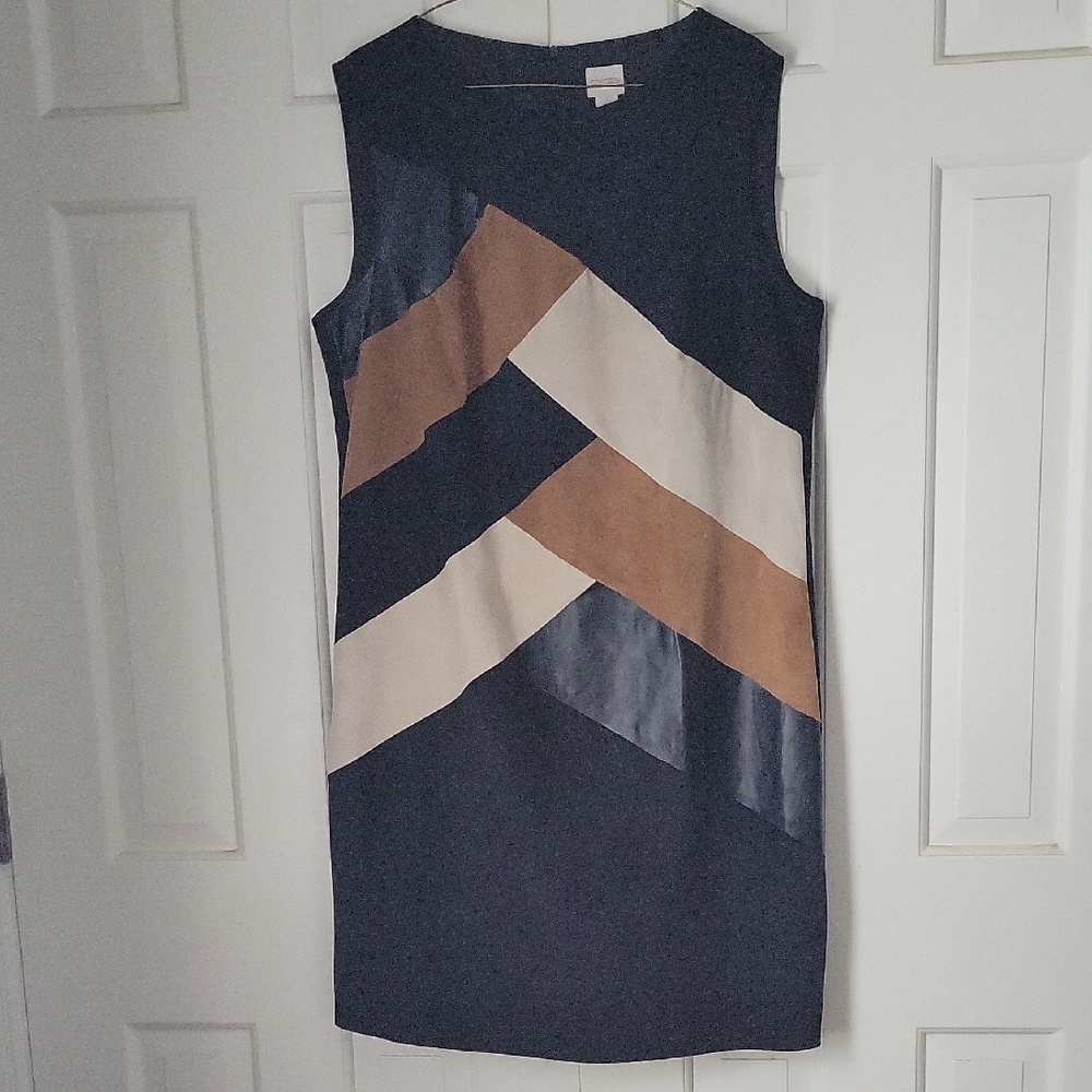 Chicos Faux Leather Sleeveless Midi Dress Sz 3 Sz Xl Sz 16 Black Brown Mobwife